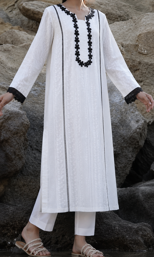 White chikankari 2 Pc