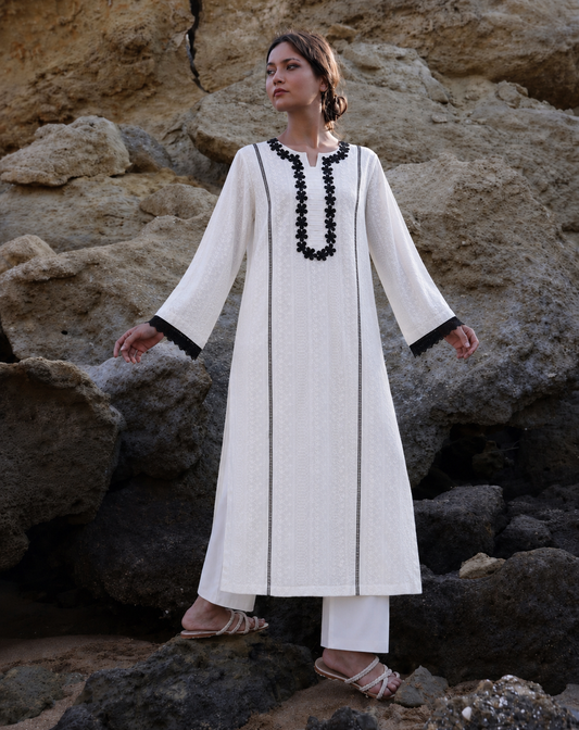 White chikankari 2 Pc