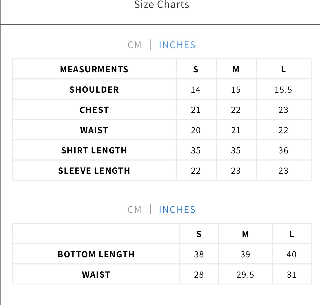 QURBAT size guide – S, M, L measurements for stitched lawn suits