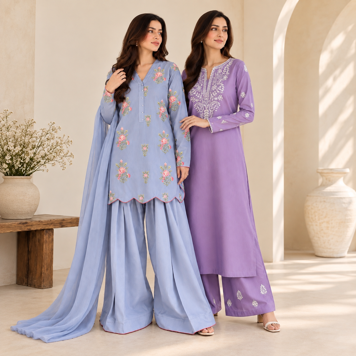 Lavender Bloom + Rose Mist Bundle – 2 Stitched Sets