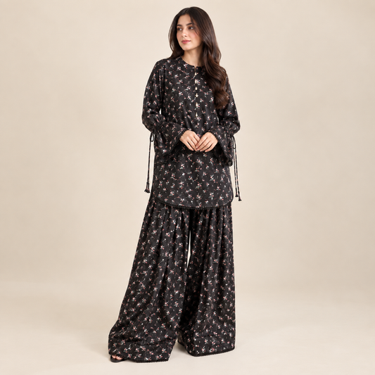 Black Frill Floral