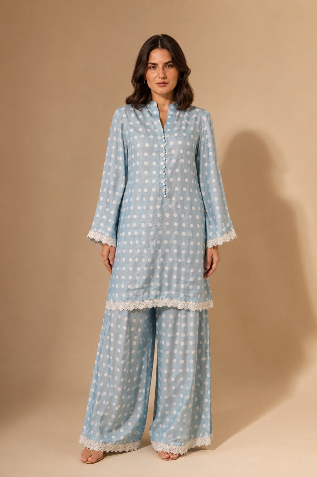 Berry Wine kaftan co-ord – detail | QURBAT