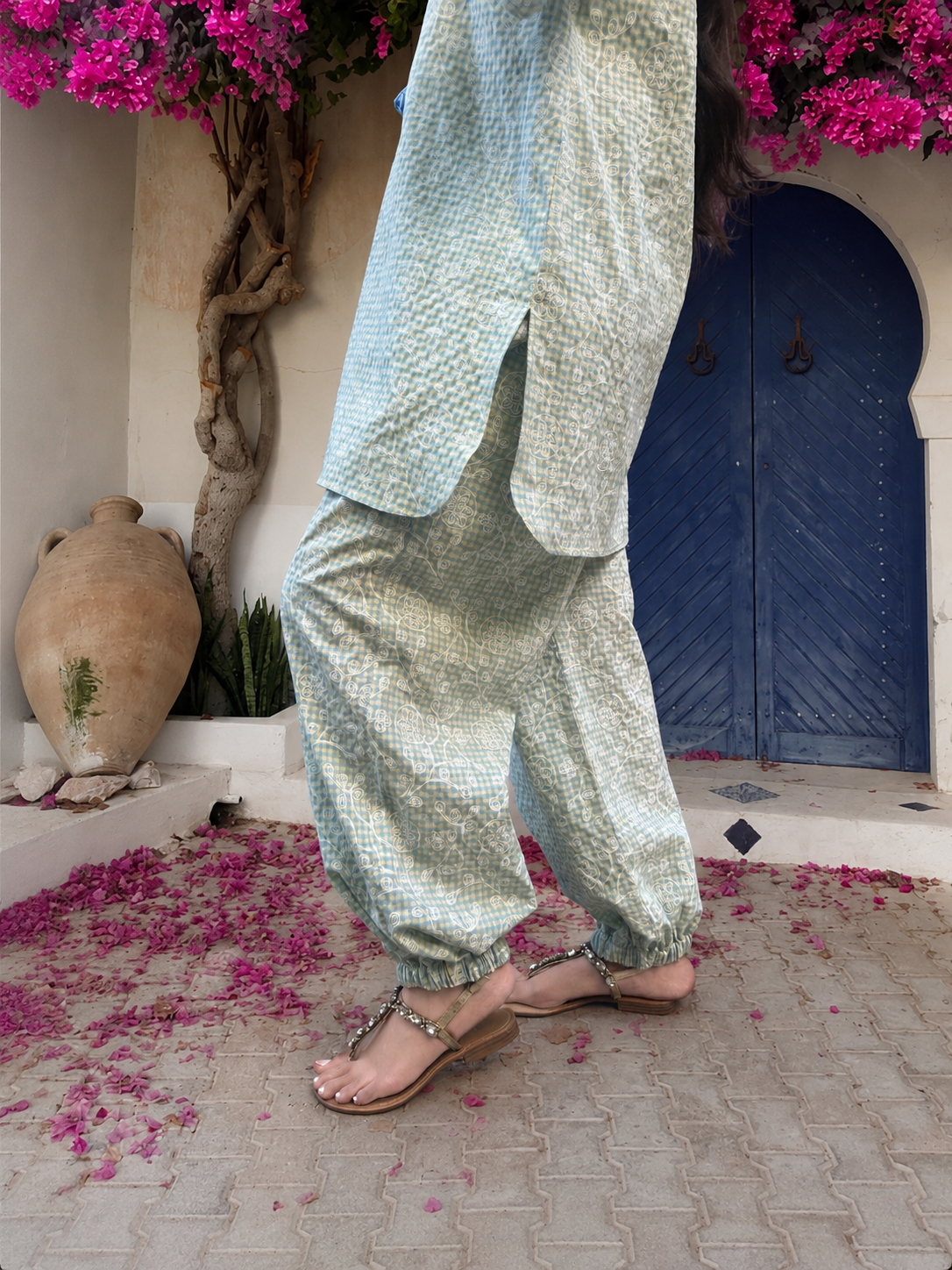 Bloom Mist Balloon Pant Set – Full Look Summer Lawn | QURBAT