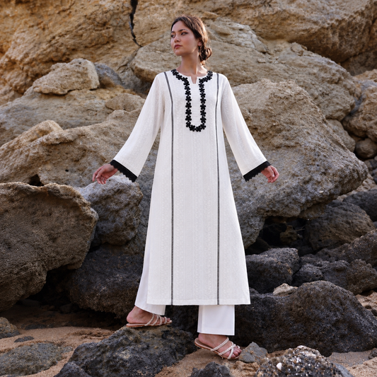 White Chikankari 2-Piece Lawn Suit
